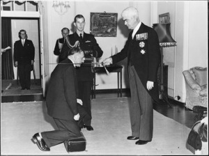 Edward Ford being knighted in 1960.